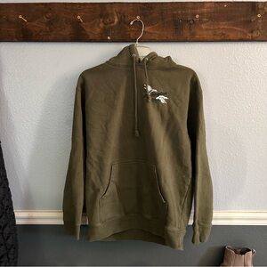 Olive Green Pullover Hoodie with Small Chest Logo